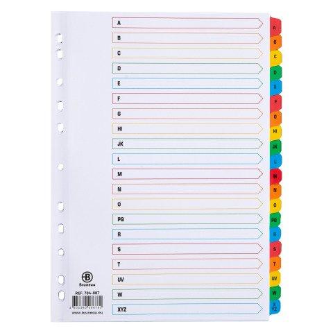 LOT DE 2 - INTERCALAIRE A4 CARTE BRISTOL BLANCHE BRUNEAU 20 ONGLETS ALPHABÉTIQUES MULTICOLORES - 1 JEU