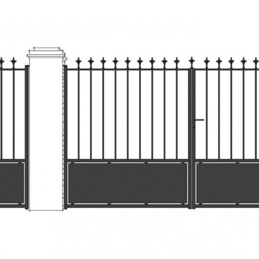 Portail - portillon droit majorque soubassement tôle, fer de lance_0