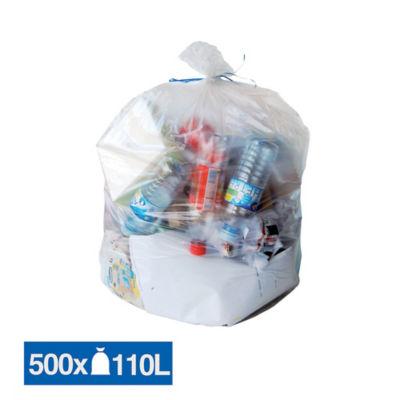 Sacs poubelle déchets légers 1er prix translucides 110 L, lot de 500_0