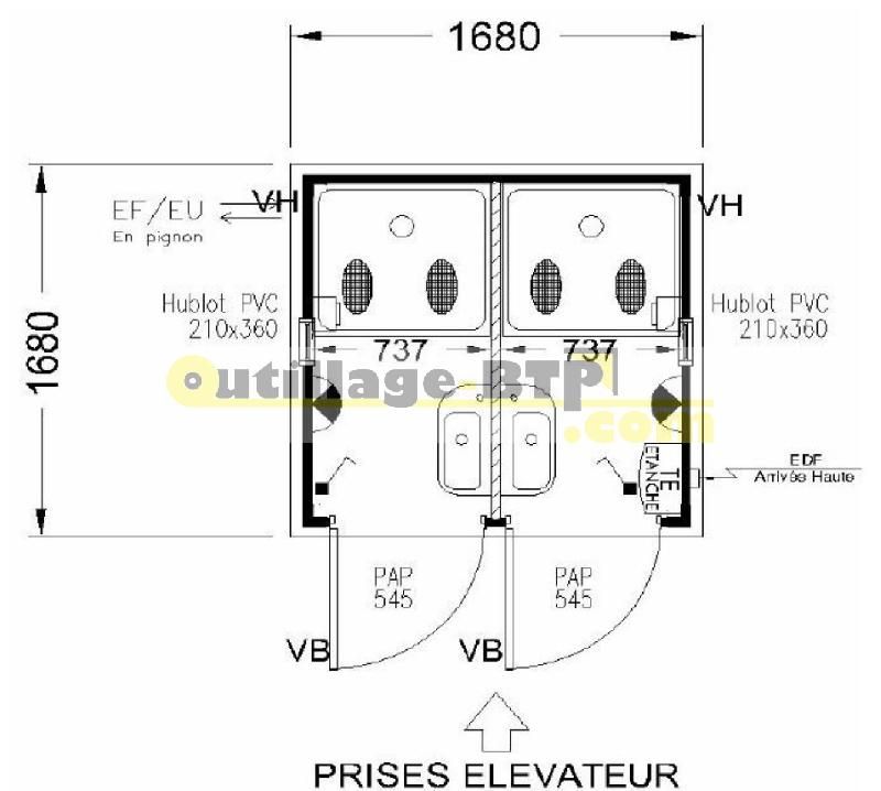 SANITAIRE BATIX 1680 X 1680 MM DOUBLE