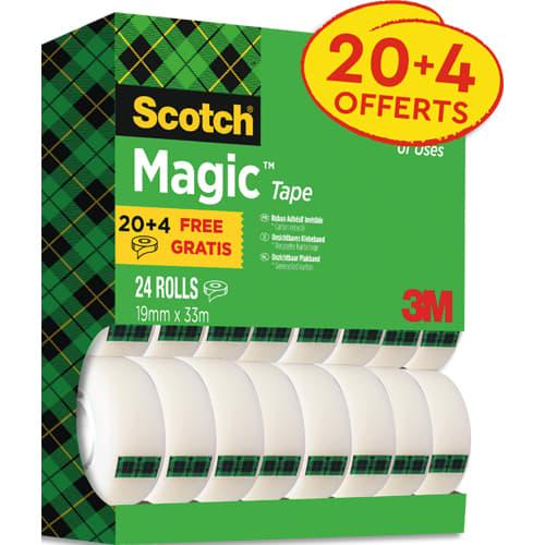 Scotch multi-pack de 20 rubans invisibles Magic 810 - 19mm x 33m - 4 rouleaux offerts_0