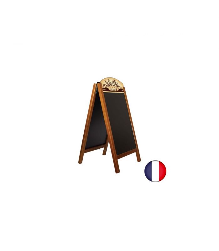 Stop trottoirs - cadre bois chêne avec ardoises amovibles et bandeaux 'boulangerie' - Interface PLV_0