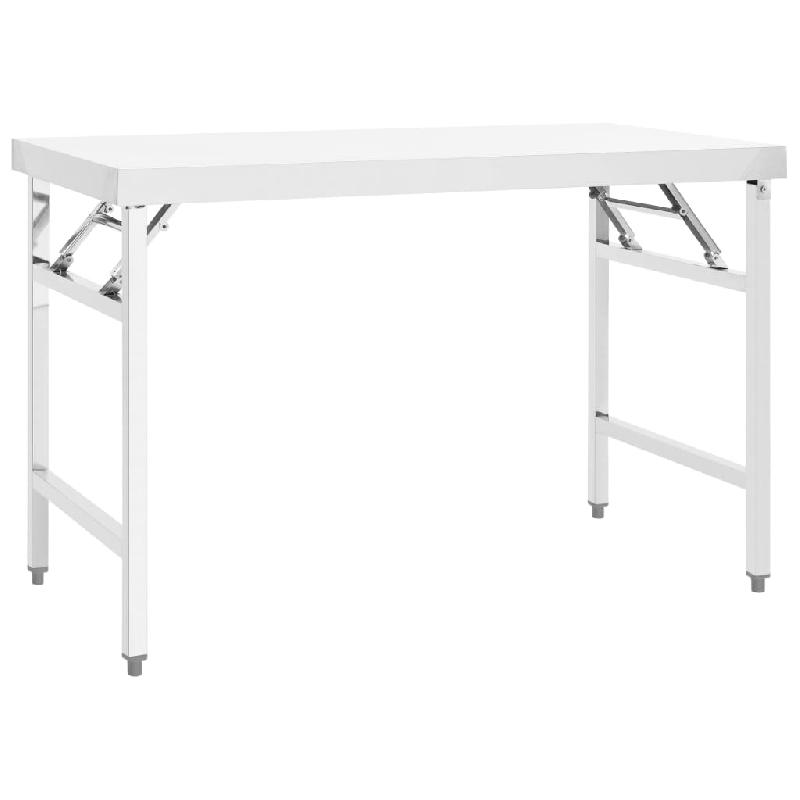 Vidaxl table de travail pliable de cuisine 120x60x80 cm inox 326158_0