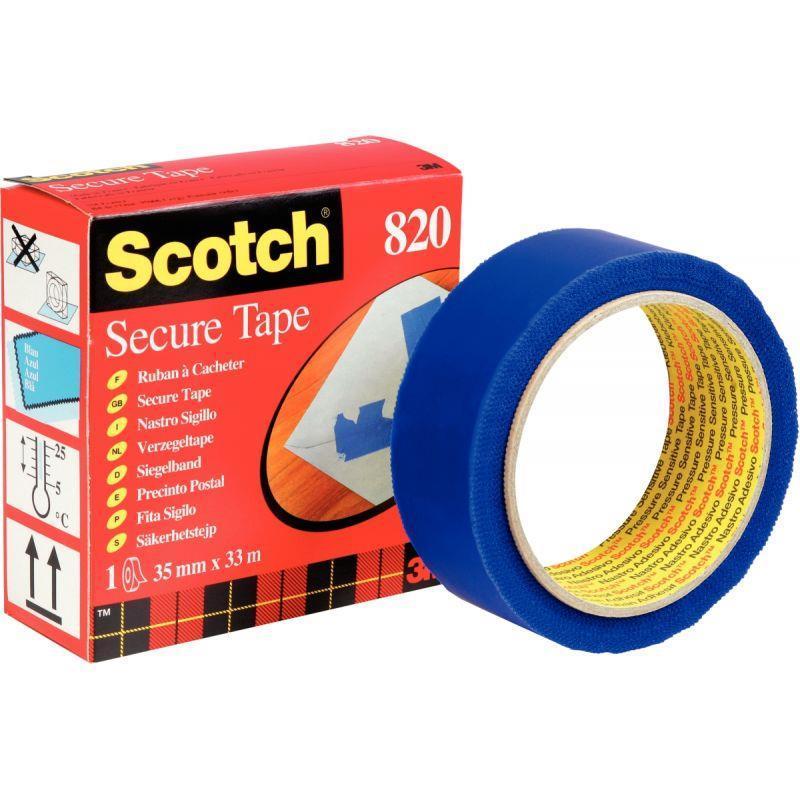 Adhésif de sécurité 35mmx33M bleu - Protection et confidentialité - Agréé administration postale_0