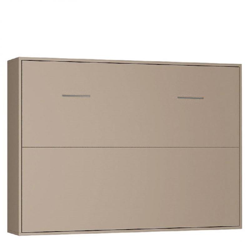 ARMOIRE LIT HORIZONTALE ESCAMOTABLE STRADA-V2 TAUPE MAT COUCHAGE 160*200 CM._0