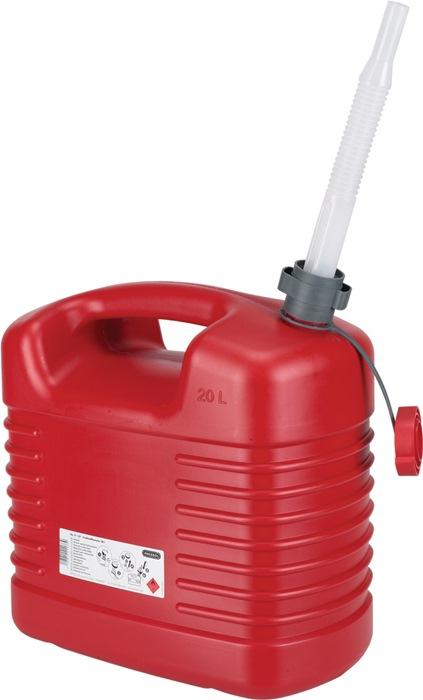 Bidon pour carburant 20L - Rouge HDPE - L385xl229xH410 mm - PRESSOL avec tube verseur intégré_0