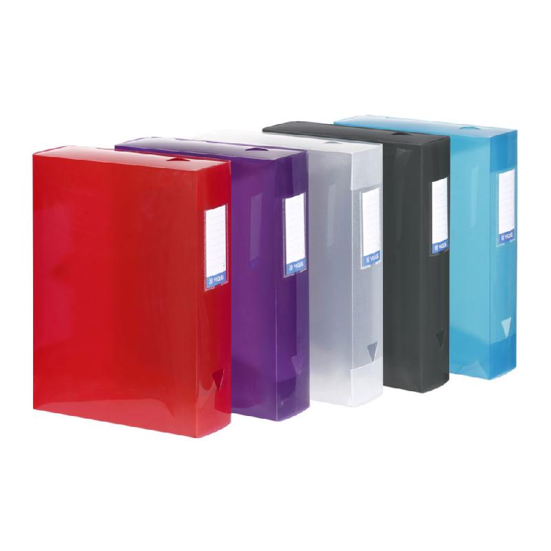 BOÎTE DE CLASSEMENT VIQUEL PROPYGLASS EN POLYPROPYLENE - A4 - DOS 8 CM - COLORIS ASSORTIS - LOT DE 6