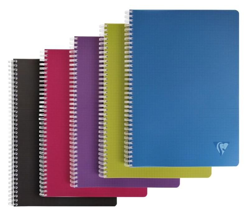 Clairefontaine Lot de 10 Cahier Linicolor Intensive A4, 100p./50 feuilles 90 g/m² reliure intégrale, couv. Polypro assortis, quadrillé 5x5 - 332968_0