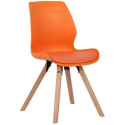 Décoshop26 - Chaise de salle à manger x1 design scandinave en plastique et PVC orange et pieds en bois carrés clair 10_0002306 - 3000250948005_0