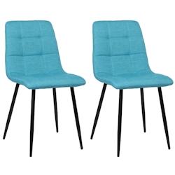Décoshop26 - Lot de 2 chaises de salle à manger en tissu bleu turquoise pieds métal noir mat style moderne CDS101111 - bleu 3000491469604_0