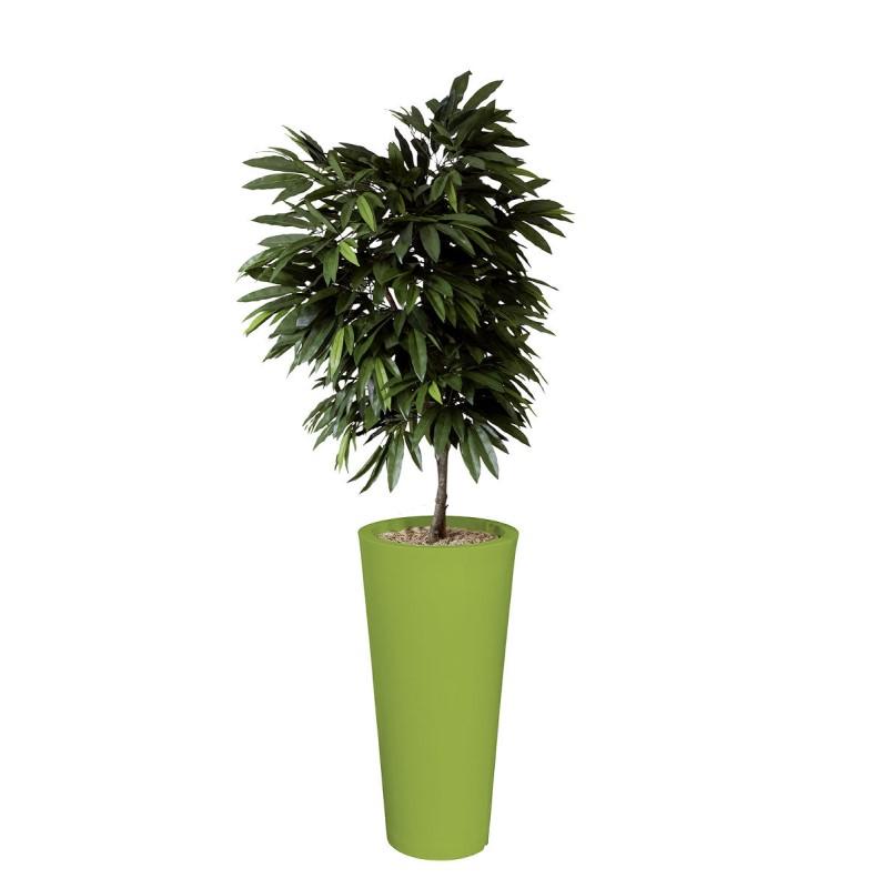 Manguier artificiel en bac rond PVC - Tronc naturel, feuillage réaliste - H.190 cm - GENEXCO_0