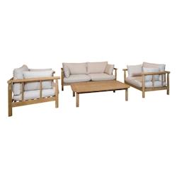 Now's Home - Salon De Jardin En Bois D'eucalyptus Et Coussins Gris 4 Places - 3256390246369_0