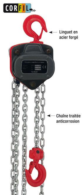 Palan manuel à chaîne type FZ Corfil - fabrication européenne - CMU jusqu’à 10 t - protection anticorrosion_0