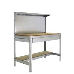 PROREGAL Établi BUFFALO avec paroi à outils, tiroir et étagère | HxLxP 84x90x61cm | Capacité de charge 400kg | Galvanisé - argenté métal PR_RS41-02_0