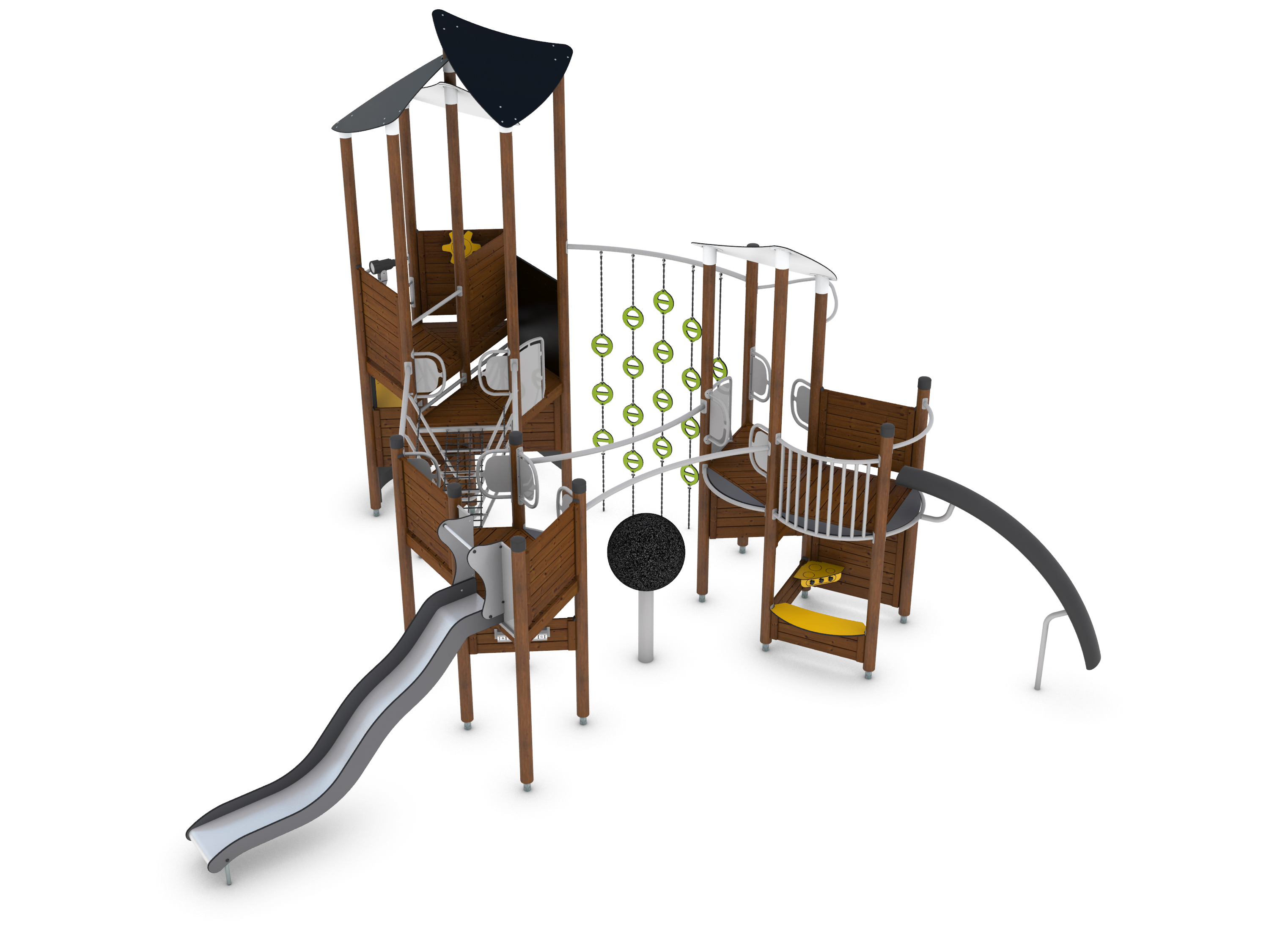 Structure multi-jeux 3 à 12 ans - Uniplay Nycco 8049263 - Poteaux et panneaux bois - Hags_0
