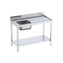 Table inox de préparation avec bords anti-ruissellement et bac à gauche P 700 | Distform - QCIES7-bac A gauche longueur 1200 mm - QCIES712_0