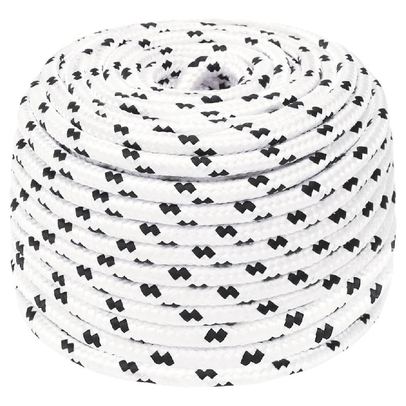 Vidaxl corde de bateau tressé blanc 6 mmx25 m polyester 152761_0