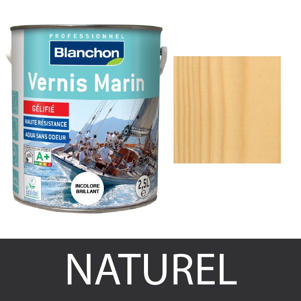 Vernis marin incolore brillant - Blanchon - 2,5 litres - Résistance UV et atmosphère marine_0