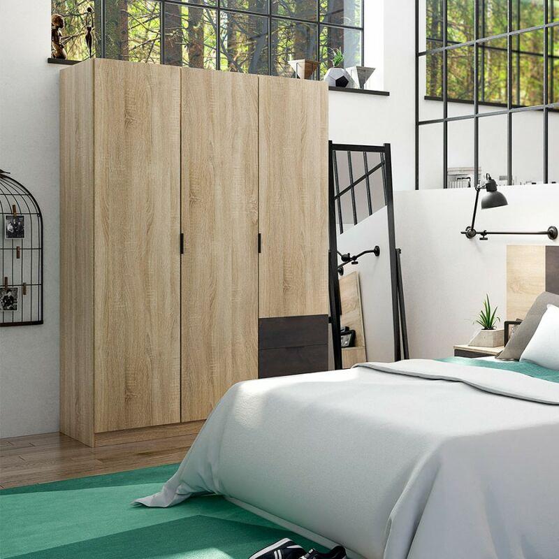 ALTRI ARMOIRE MARRON À TROIS PORTES ET TROIS TIROIRS, 80 X 121 X 180