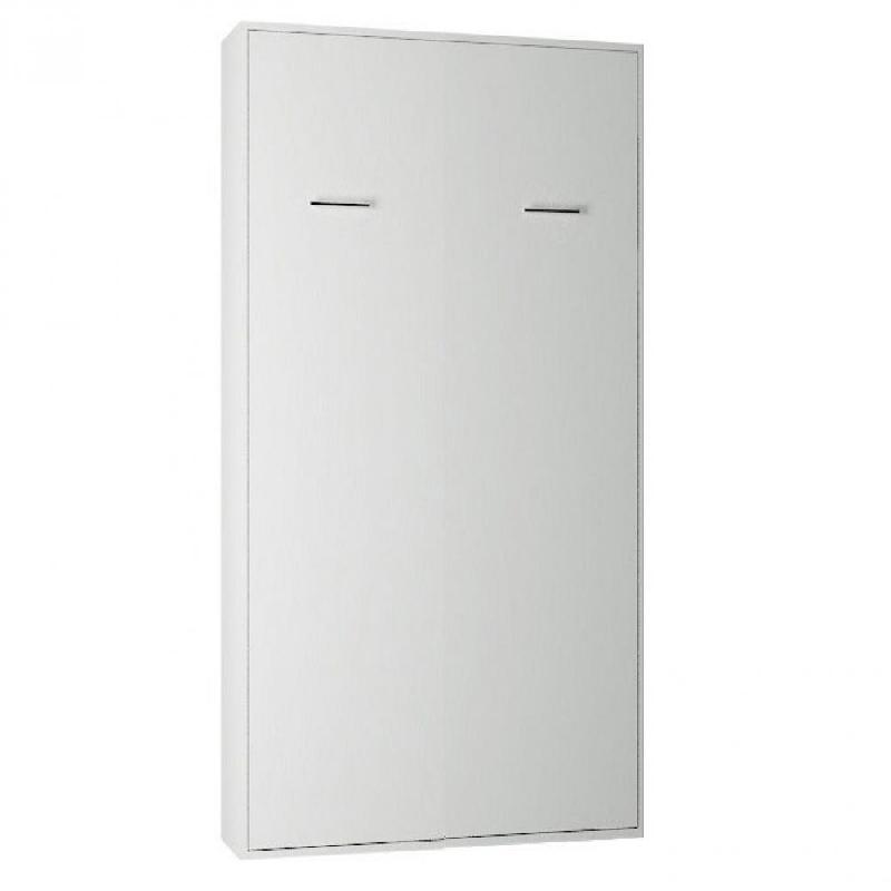 Armoire lit escamotable SMART-V2 blanc mat - couchage quotidien 90 x 200 cm - ultra plate pour gain de place_0