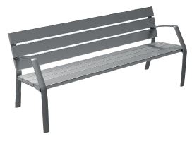 Banc public PORQUEROLLES en aluminium anodisé - Réf. 1045 - Pieds et accoudoirs en aluminium anodisé_0
