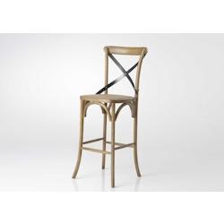 Chaise de bar en orme à croisillons en paille -  Marron Carré Bois Amadeus 46x42 cm - marron Bois massif 3520071608297_0