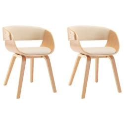 Décoshop26 - Lot de 2 chaises de salle à manger cuisine design intemporel bois courbé et synthétique crème CDS020406 - 3001086499785_0