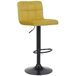 Décoshop26 - Tabouret de bar en velours jaune avec pieds en métal noir assise rembourée repose-pieds pivotant TDB10182 - jaune 3000896469605_0