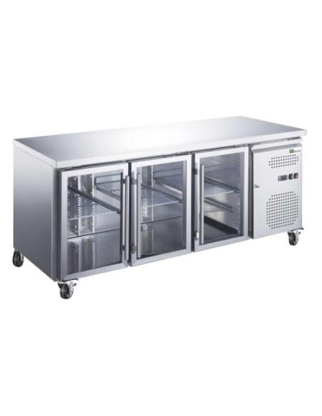 Desserte réfrigérée positive 3 portes vitrée GN1/1 centrale  Référence: AA3PV_0