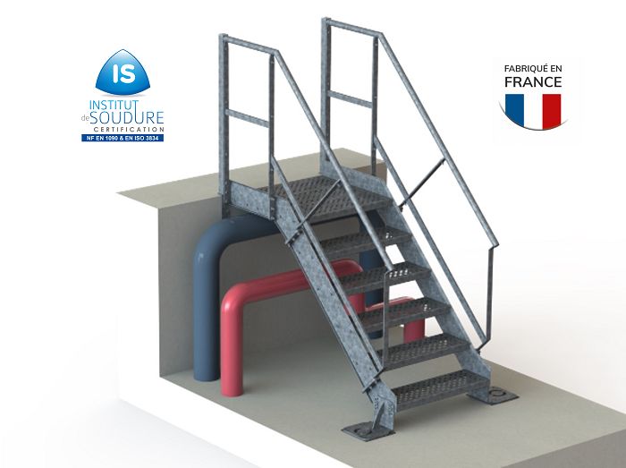Escalier technique en acier galvanisé - Conforme EN 1090 et NF E 85 015 - Livré sous 72h_0