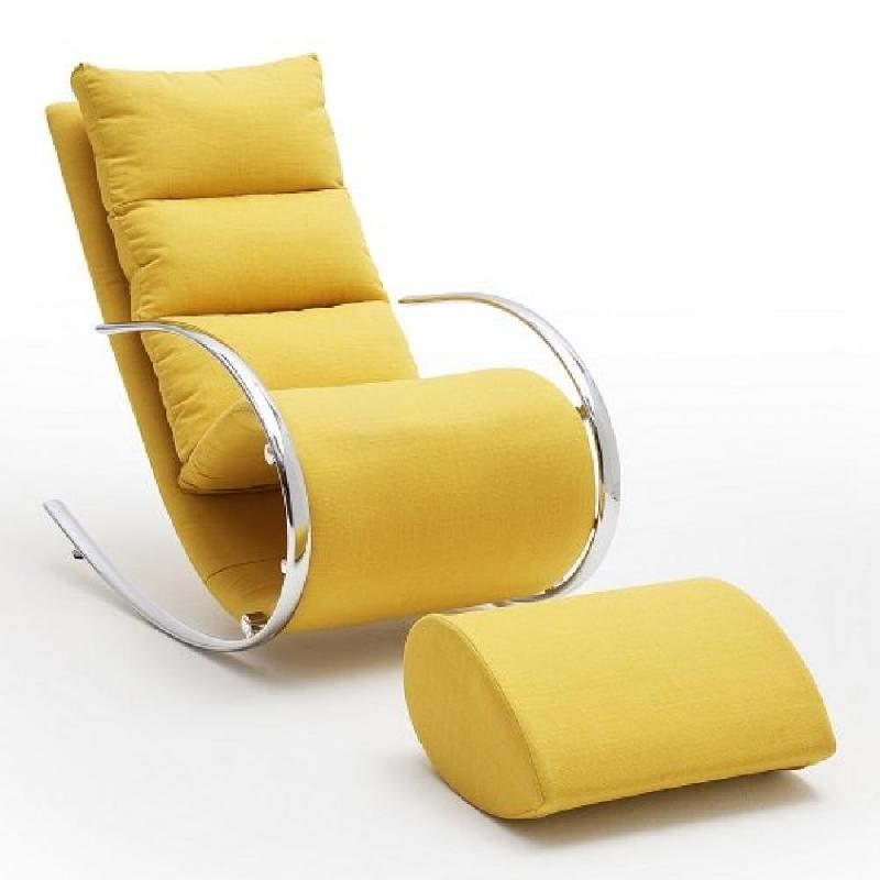 FAUTEUIL RELAX YANIS TISSU JAUNE POUF INDÉPENDANT STRUCTURE MÉTAL_0