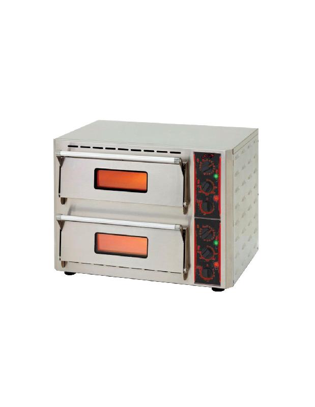 Four à pizzas électrique - 2 chambres, monobloc en acier inox, sole en pierre réfractaire - Référence 18424_0