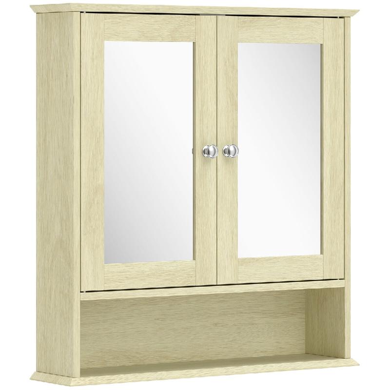 Helloshop26 - Armoire murale miroir salle de bain 56 x 13 x 58 cm étagère réglable gain de place design scandinave en MDF bois 21_0001855 - verre 3_0