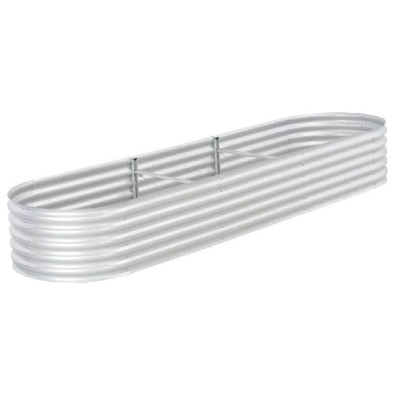 Jardinière lit surélevé en acier galvanisé - 320 x 80 x 44 cm - Argenté - Pour plantes, fleurs et jardin_0