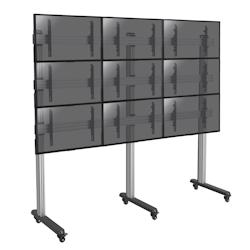 KIMEX Support sur pieds mur d'images 9 écrans TV 45''-50'' - A roulettes - gris 3700685415034_0
