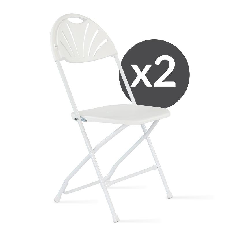 Lot de 2 chaises pliables ajourées - structure acier époxy anti-rouille - assise PEHD - usage intérieur/extérieur_0