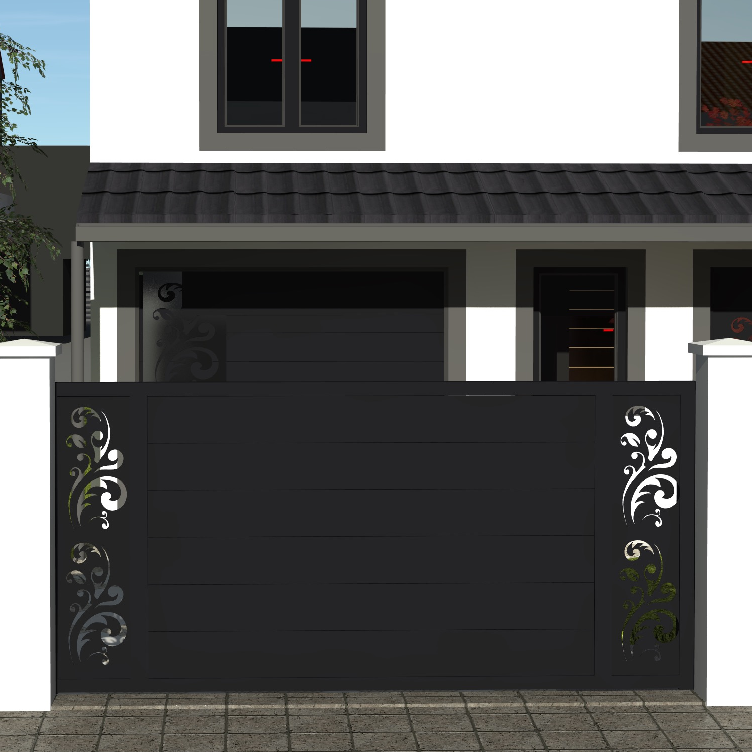 Portail coulissant Rhône - Simple vantail - Droit - Semi-ajouré - Aluminium - Robustesse et Design_0