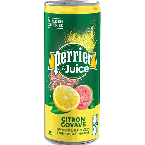 Perrier eau minérale gazeuse aux jus de citron et de goyave perrier & juice - canette slim 33 cl_0