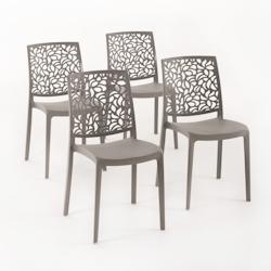 RATTATAN Set 4 Chaises en polypropylène avec fibre de verre empilables pour extérieur et jardin, bar et restaurant, cuisine design moderne - ANNA -_0