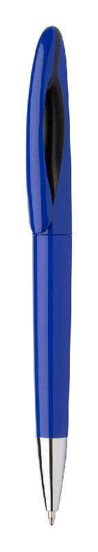 Stylo à bille en plastique - embout chromé - encre bleue - couleur bleu - 11,5 g_0