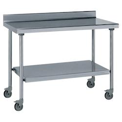 Tournus Equipement Table inox adossée sur roues avec étagère inférieure fixe longueur 1000 mm Tournus - 464991 - plastique 464991_0