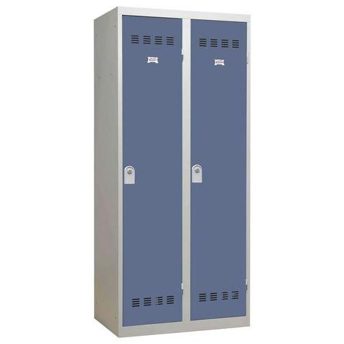 Vestiaire industrie salissante - 2 moraillons - gris clair et bleu - dimensions 800x500x1800 mm_0