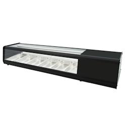 Vitrine réfrigérée pour tapas avec 4 gn 1/3 verre plat - 1455x400x300 mm - 160 W 230/1V - 13R68144 Eurast - inox 13R68144_0
