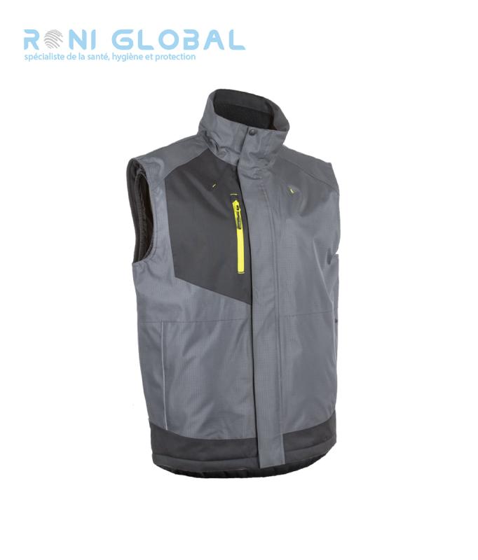 Gilet de travail imperméable anthracite anti-froid - Polyester enduit PVC, 5 poches, AZUKI COVERGUARD_0
