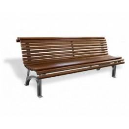 Banc Plaza Réal - 6 lames de bois exotique et piètements en fonte - Dimensions 2000 x 730 x 760 mm_0