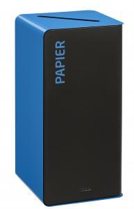 Borne de tri sélectif 40L Cubatri - sans serrure - papier - couleur manga + bleu RAL 5015_0