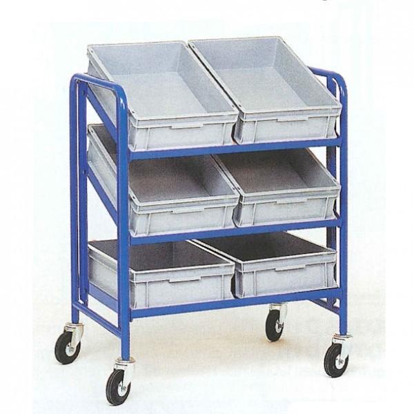 Chariot à bacs réglable et inclinable - 3 plateaux pour 6 bacs norme Europe - Rolléco_0