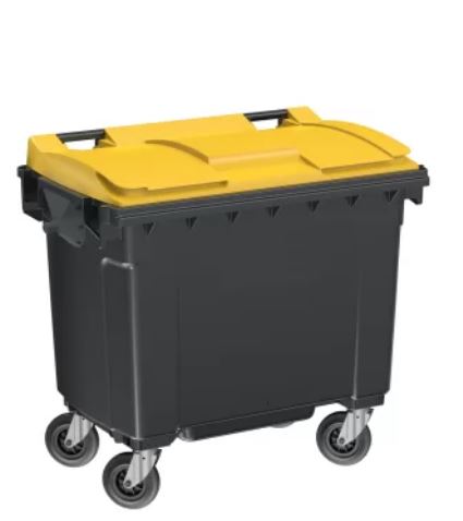 Conteneur latéral 660 L - Fabrication française - PEHD injecté - Normes EN 840 - Roues freinées - Préhension frontale et latérale_0