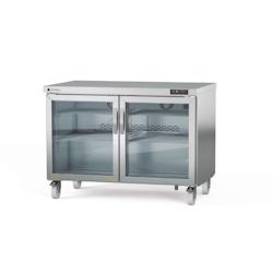 CORECO Meuble Froid Haut Rendement - 2 Portes Vitrees - 0C/+8C - 1228X805X915 - Interieur Et Exterieur Inox Aisi 430 - Roulettes SDV-48 - Acier inoxyd_0
