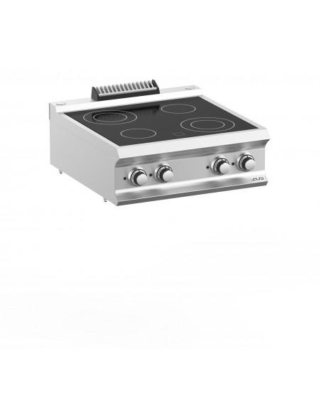 Fourneau 4 feux vitrocéramique - Acier inoxydable, plaques en fonte, Référence VC77T_0